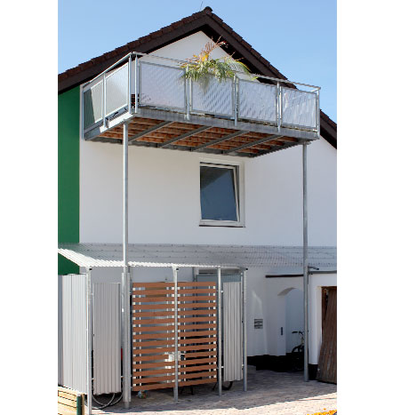 AFürniss Metallbau, Anbaubalkon mit Fahrradabstellplatz